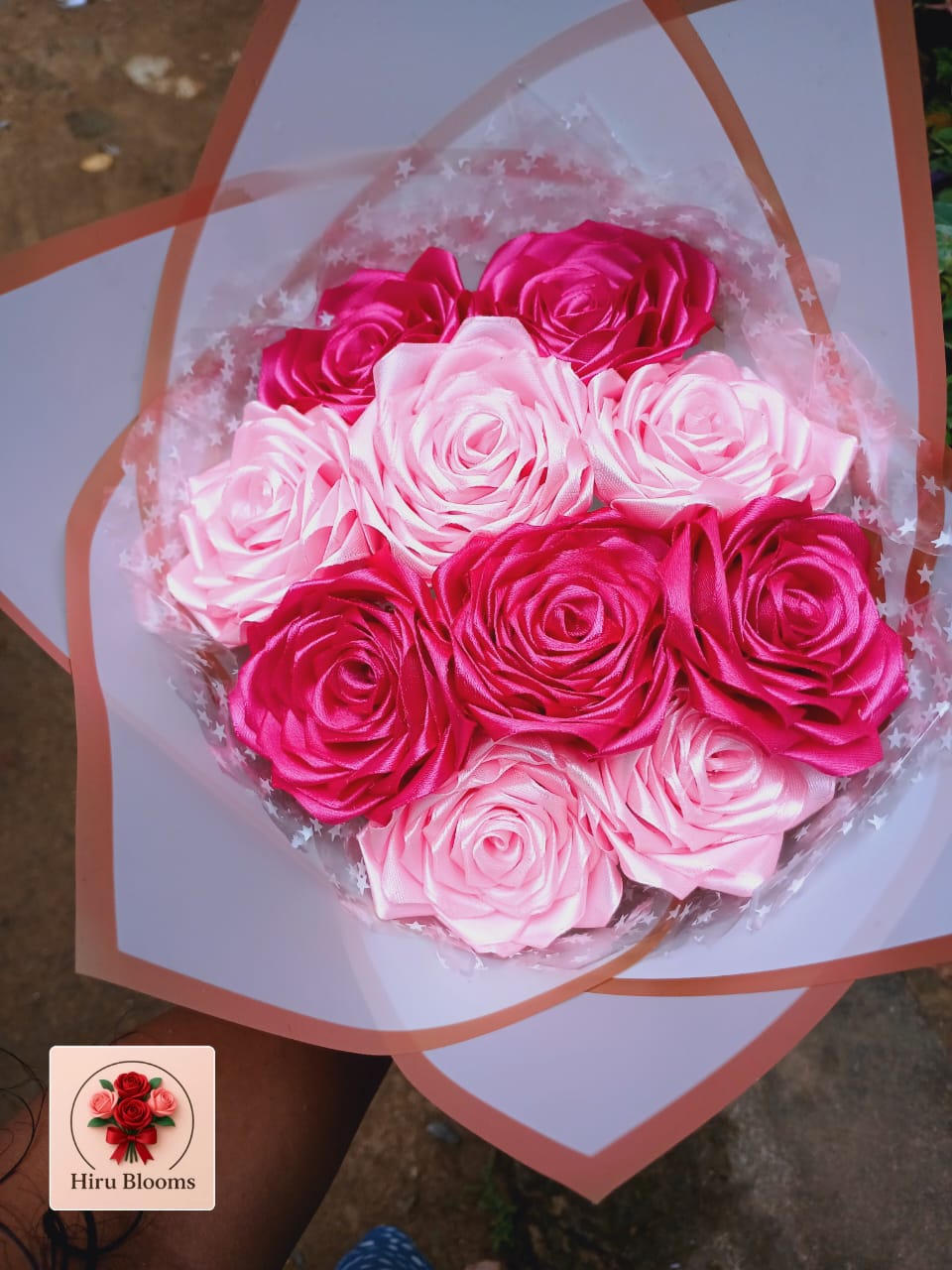 10 Ribbon Rose Flowers Bouquet  2