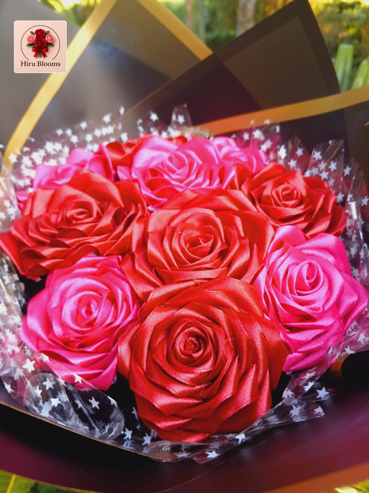 10 Ribbon Rose Flowers Bouquet  3