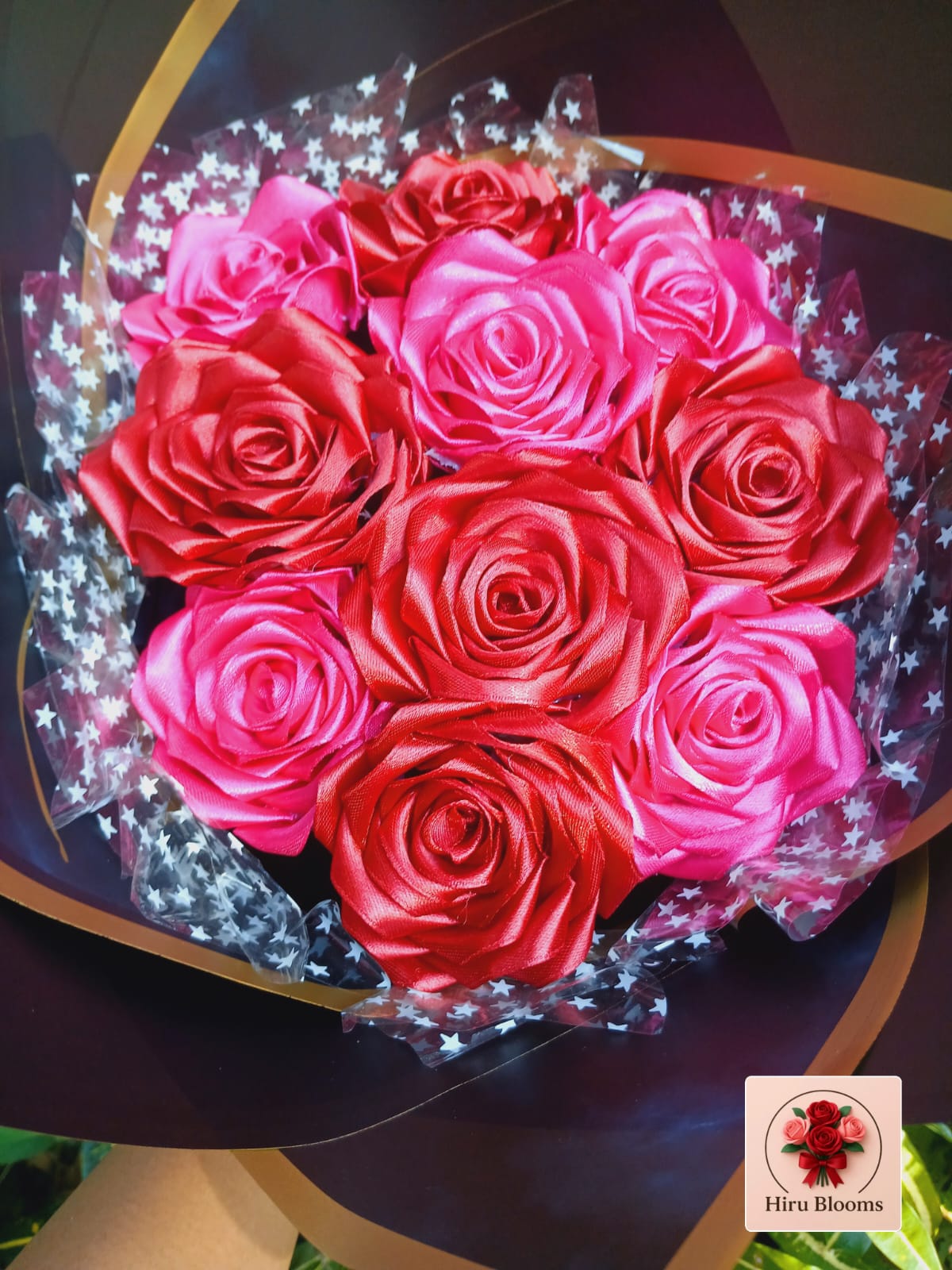 10 Ribbon Rose Flowers Bouquet  4