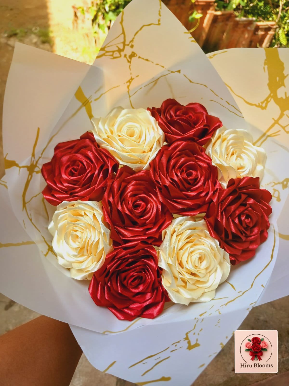 10 Ribbon Rose Flowers Bouquet  5