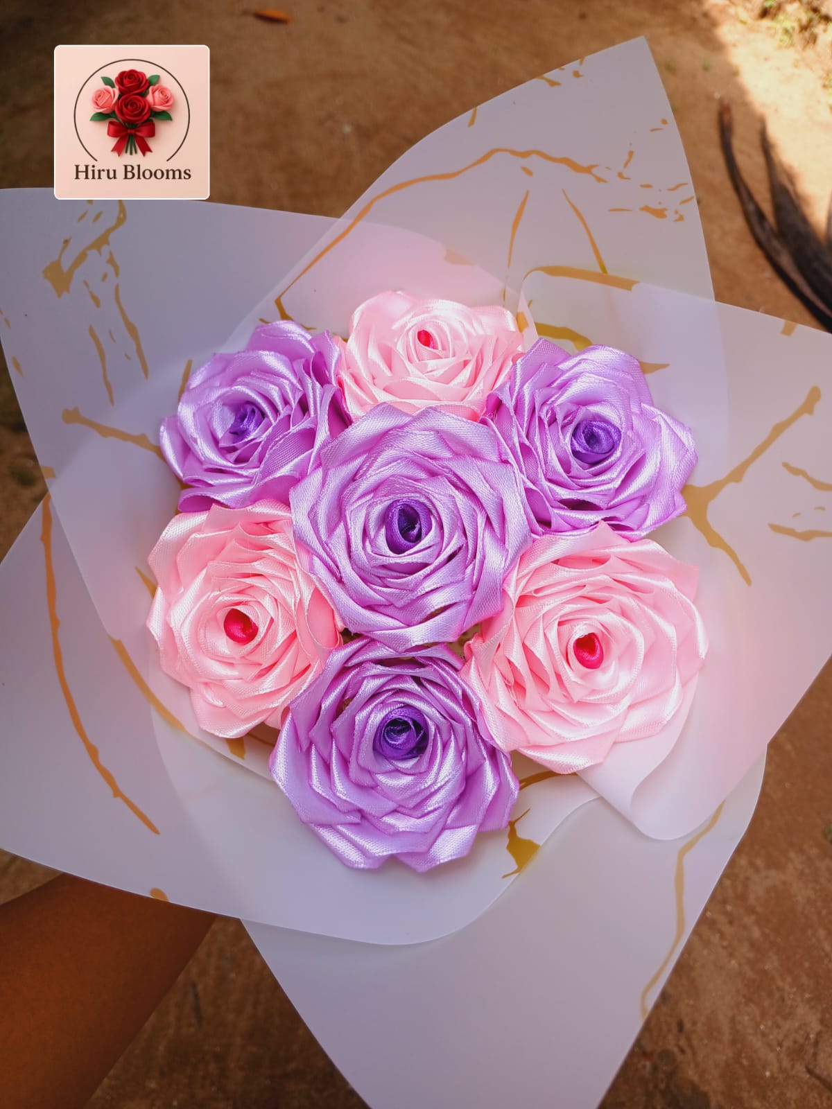 7 Ribbon Rose Flowers Bouquet  3